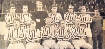  ??  ?? Team Jim, back row, third right, played in the same Saints side as Archie Gemmell, front second right