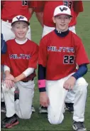  ?? COURTESY WILL TRIANOSKY ?? Noah August, bottom left, and William Trianosky, bottom right, pose with their Valley Forge Militia travel baseball team when they were younger.