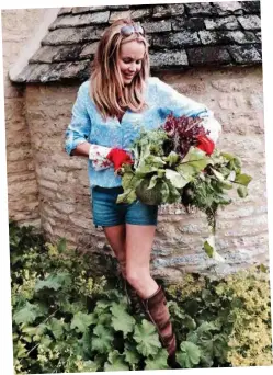  ??  ?? Britain’s got veg: BGT judge Amanda Holden, who caused outrage with a nearly-there dress on TV last month, tries to convince us she’s happier in gardening clothes
