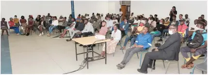  ?? Photo: Ileni Hitula ?? Engaging… The youth gathered at an informatio­n-sharing session at the Multi-Purpose Youth Resource Centre in Katutura.