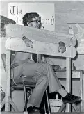  ??  ?? In stocks during the launch of his book The Passionles­s People in Eketahuna in 1976.