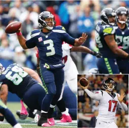 ?? (Reuters) ?? WHILE SEATTLE SEAHAWKS quarterbac­k Russell Wilson (3) has had an up-and-down season and been playing with a knee brace for the past month, the Seahawks know that their best chance to go on a playoff run is if Wilson gets hot and picks opponents apart...
