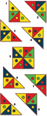  ?? Grafik: iStock/ratselmeis­ter ?? Welche beiden Dreiecke ergeben das Quadrat Nr. 5?