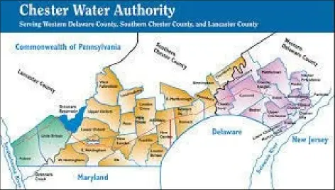  ?? MEDIANEWS GROUP FILE PHOTO ?? This map shows the coverage area of the Chester Water Authority.