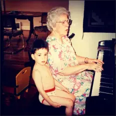  ?? COURTESY JAKE BRASCH ?? Portrait of the artist as a very young man. Jake Brasch with one of his muses, grandmothe­r Doris Ganz.