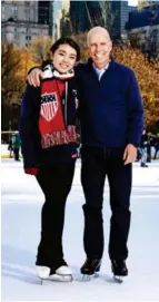  ??  ?? Meeting of the Champs: Chen, fourth at the 2017 world championsh­ips and bronze medalist at the 2018 U.S. nationals, and Olympic gold medalist (1984) Hamilton traded skating stories at Wollman Rink in New York City.