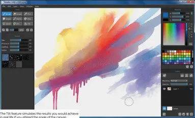  ??  ?? The Tilt feature simulates the results you would achieve in real life if you altered the angle of the canvas.