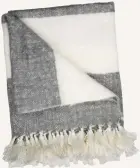  ??  ?? Grey and white throw, €30 from HomeSense