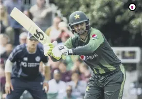  ??  ?? 0 1, The bails fly as Mark Watt is run out 2, Joy for Faheem Ashraf after dismissing Richie Berrington 3, A desperate lunge from Dylan Budge but he is run out for only four runs 4, Scotland skipper Kyle Coetzer 5, Shoaib Malik who scored 49 from 22 balls