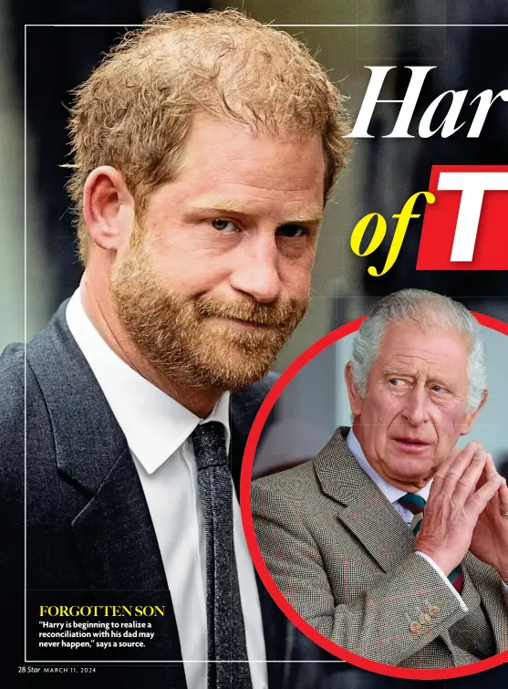  ?? ?? “Harry is beginning to realize a reconcilia­tion with his dad may never happen,” says a source.