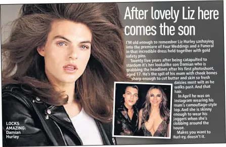  ??  ?? LOCKS AMAZING: Damian Hurley