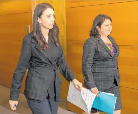  ?? Photo / Mark Mitchell ?? Jacinda Ardern and Ayesha Verrall ahead of the Post-Cabinet press conference