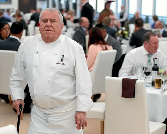  ?? GETTY IMAGES ?? Albert Roux supervisin­g culinary proceeding­s at the Cheltenham horse racing festival in 2014. Outside the kitchen, he enjoyed fishing and excursions to the races.