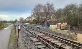  ??  ?? Efforts are currently focused on completing the platform at Boughton, ready for the opening to public trains of the line’s extension. The partially completed platform is seen on February 9. NICOLA FOX