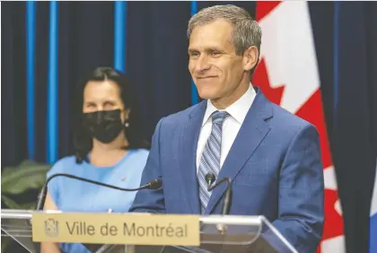  ?? JOHN MAHONEY ?? Martin Prud'homme answers questions on Wednesday after being introduced by Mayor Valérie Plante as deputy director general of public security and compliance. A lot has changed in the years since Prud'homme served as interim Montreal police chief, Allison Hanes writes.