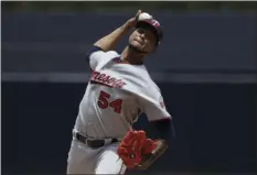  ??  ?? Minnesota Twins starting pitcher Ervin Santana works against a San Diego Padres batter during a baseball game Wednesday in San Diego. AP PHOTO