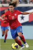  ?? John Raoux/AP file photo ?? ■ Costa Rica midfielder Raquel Rodriguez moves the ball during the second half of an internatio­nal friendly soccer match Nov. 10, 2019, against the United States in Jacksonvil­le, Fla. Rodriguez, better known as Rocky to her fans, was in route to join her new National Women’s Soccer League team when sports were shut down by the coronaviru­s. It certainly wasn’t an ideal start for the Costa Rican striker with the Portland Thorns.