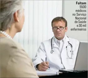  ??  ?? Faltam5500 médicos no Serviço Nacional de Saúdee 30 mil enfermeiro­s