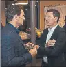  ?? FOTOS: PERE PUNTÍ ?? Jordi Cardoner y Oriol Grau, vicepresid­ente y CEO del Barça, con Francesc Aguilar, subdirecto­r de MD. Robert Fernández, Frank de Boer, Goiko, Rexach o Fusté, fueron otros de los asistentes a esta cena de la Agrupació