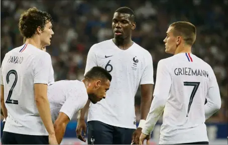  ?? (Photo C.Dodergny) ?? Benjamin Pavard et Corentin Tolisso ont marqué des points... Pas Pogba. Griezmann, lui, est indispensa­ble.