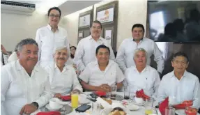  ??  ?? Arriba, sentados: ingenieros José Rafael Ojeda Ricalde, Mario Joaquín Lezama Maury, Juan José Rivero Novelo, Mario Erosa Burgos y Freddy Solís Amaro; de pie, ingenieros Juan Arturo Granados Navarrete, Denis Sauning Agüero e Ignacio Canché Valle. A la...