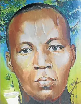  ??  ?? ARTISTIC TRIBUTE: A portrait of Solomon Mahlangu, painted after his death