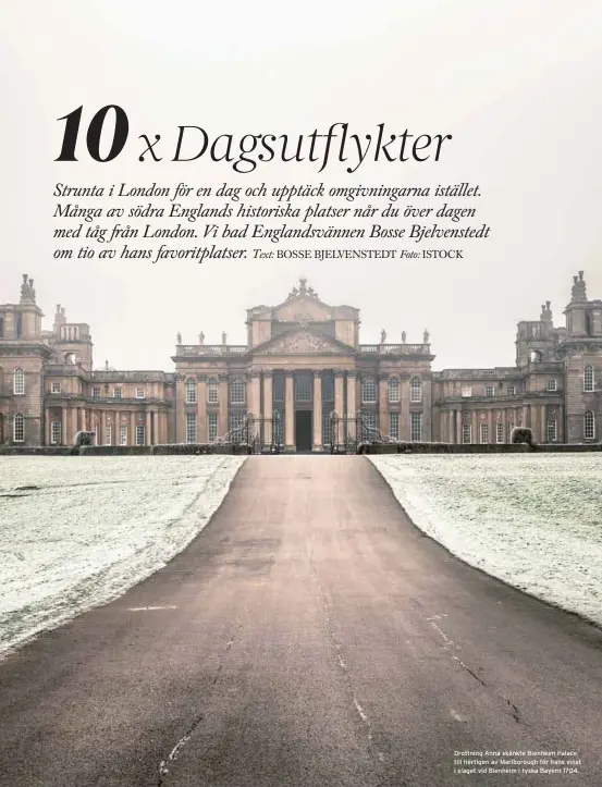  ?? Foto: ISTOCK ?? Drottning Anna skänkte Blenheim Palace till hertigen av Marlboroug­h för hans vinst i slaget vid Blenheim i tyska Bayern 1704.