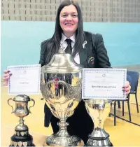  ??  ?? Angela Westacott with trophies