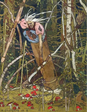  ??  ?? Witch and birch-forest dweller Baba Yaga in Vasilisa the Beautiful by Ivan Yakovlevic­h
