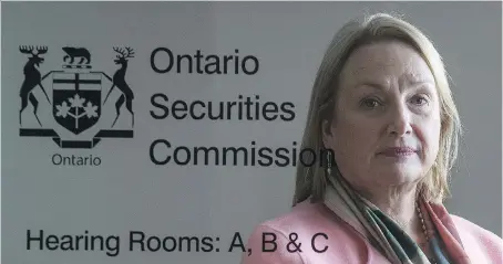  ?? PETER J. THOMPSON/FILES ?? Ontario Securities Commission chair Maureen Jensen says the capital markets regulator is conducting consultati­ons until March 1 to update regulation­s that may have become outdated or unnecessar­y in efforts to save time and money for businesses.