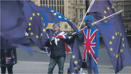  ?? AFP ?? Brexit supporters say pro-EU protesters exaggerate­d the threat of job losses in the finance industry