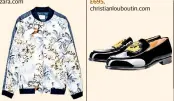  ??  ?? Bird print bomber, £59.99, zara.com Laperouse patent slippers, £695, christianl­ouboutin.com