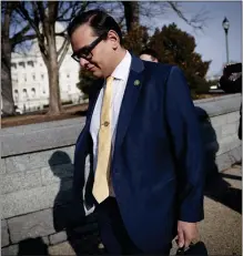  ?? WIN MCNAMEE — GETTY IMAGES/ TNS ?? Rep. George Santos (R-NY) leaves the U.S. Capitol on Jan. 12, 2023, in Washington, D.C.