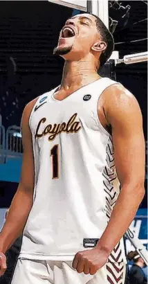  ?? ANDY LYONS/GETTY ?? Loyola’s Lucas Williamson celebrates after a victory Friday against Georgia Tech in the first round of the NCAA Tournament.