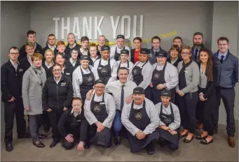  ??  ?? Pictured is Des and Martha Cosgrove and the staff at Centra, Maugherabo­y.