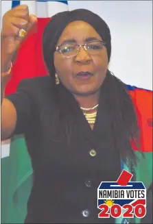  ?? Photo: Nampa ?? NAMIBIA VOTES 2020 Them too… Swapo SG Sophia Shaningwa.