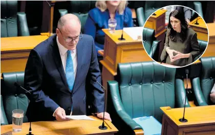  ?? Photo / Supplied ?? Prime Minister Jacinda Ardern (inset) was questioned by new National leader Todd Muller yesterday.