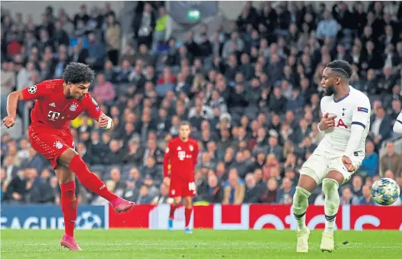  ?? Picture: Getty Images. ?? Serge Gnabry fires in one of his four goals in Bayern’s stunning win in London.