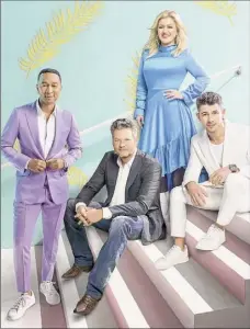  ?? Art Streiber/nbc ?? “The Voice” coaches John Legend, Blake Shelton, Kelly Clarkson and Nick Jonas vie to discover and coach the next singing phenomenon on the final night of Blind Auditions at 8 p.m. Monday on NBC.