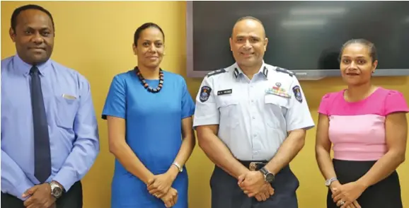  ?? Photo: Police Media Cell ?? From left: Deputy Permanent Representa­tive (Designate) Geneva Anare Leweniqila, with Deputy Permanent Representa­tive (Designate) New York Agnes Harm, Police Commission­er Brigadier-General Sitiveni Qiliho and Counsellor for the Canberra Mission (Designate) Salote Tagivakati­ni.