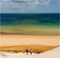  ?? PHOTO: ROWAN SCHINDLER ?? The view of the Great Sandy Strait from the sand dune south of Awinya Creek, Fraser Island.