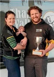  ?? PHOTO: JILL CLEAVE/FAIRFAX NZ ?? Best bacon makers in New Zealand Chanelle and Shaun Neustroski with baby Caitlyn.