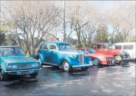  ??  ?? Demonstrat­ing the range of ages and styles of Classic Cars from left: 1965 Rover 2000, 1938 De Soto SP5, 1982 Ford Mustang, 1930 Model A Ford.