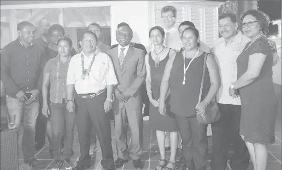  ??  ?? Acting Prime Minister and Minister of Foreign Affairs Carl Greenidge (centre), Minister of Indigenous Peoples’ Affairs Sydney Allicock (second, from right), Minister within the Ministry of Indigenous Peoples’ Affairs, Valerie Garrido-Lowe (right) and...