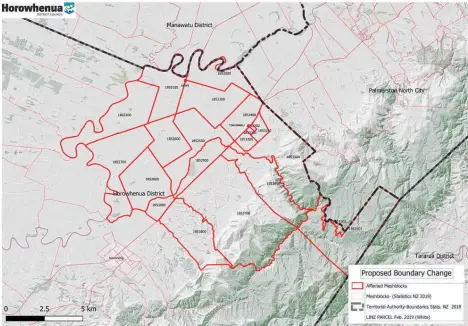  ??  ?? The proposed boundary change would see an estimated 1400 residents from Tokomaru and Opiki leave Horowhenua and join Palmerston North City Council.