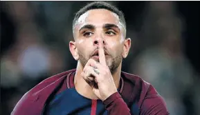  ?? BENOIT TESSIER / REUTERS ?? Layvin Kurzawa gestures after scoring Paris Saint-Germain’s fourth goal in Tuesday’s 5-0 Champions League victory over Anderlecht at Parc des Princes in Paris.