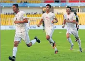  ??  ?? Allahyar Sayyad (left) after scoring Iran’s second goal.