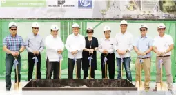  ??  ?? Topping-off rites, from left: Engr. Jose Lucio Mendoza (AVP Operations, EEI), Engr. Andres Tumbokon III (VP Operations, EEI), Engr. Antonio Pascua (Senior EVP, EEI), Salvador Uy (president, Daiichi Properties), Charmaine Uy (SVP, Daiichi Properties),...