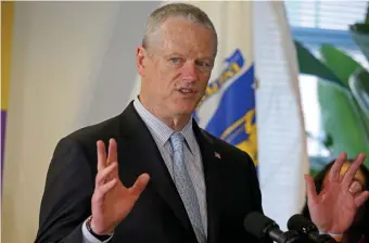  ?? STuART CAHILL pHOTOS / HERALd STAFF FILES ?? ‘ACCESS AND CONFIDENCE’: Gov. Charlie Baker, pictured in Cambridge on March 23, has prioritize­d COVID resource accessibil­ity as cases begin to crawl up yet again.