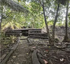  ??  ?? The spectacula­r ruins of the ancient city of Nan Madol, located about an hour’s drive from the capital city of Kolonia.